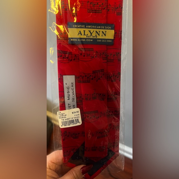 Alynn Red Musical Note Tie - Picture 4 of 4